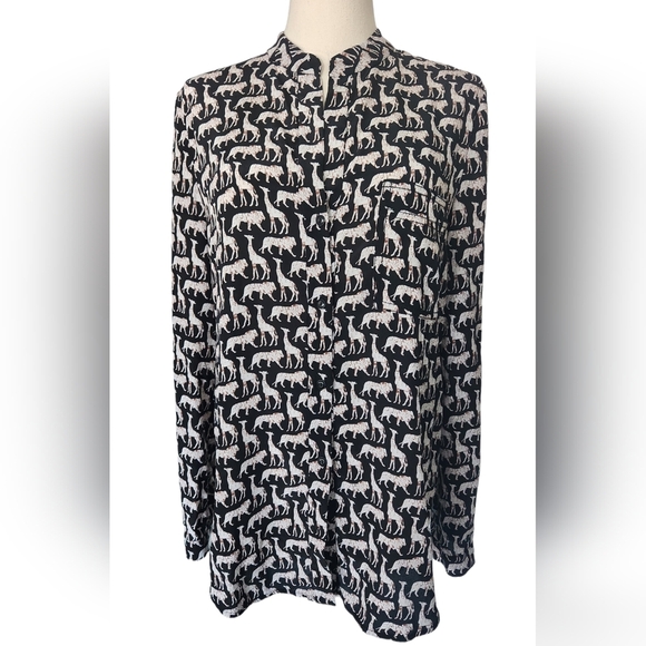 Diane Von Furstenberg African Animal Print Top - Size 4 - Picture 1 of 11